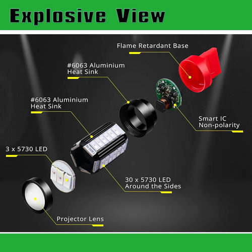 Bombillas Led T20 Wedge 7440 7443, 2800 Lúmenes, Intermitent