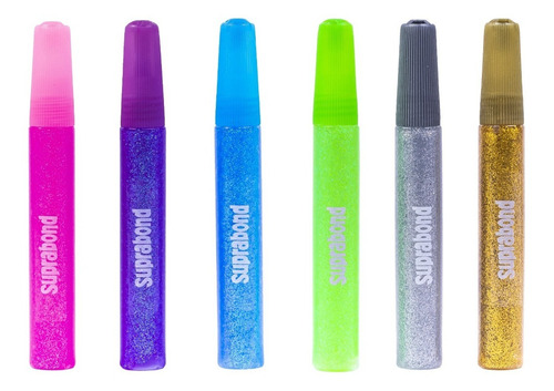 Imagen 4 de 6 de Set Suprabond Adhesivo Glitter Glue 6 Colores