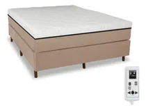 Comprar Eco New Colchões magnético Queen 1,58m x 1,98m massageador energia bio quantica infravermelho antigermes mais cama box mais cabeceira cor bege