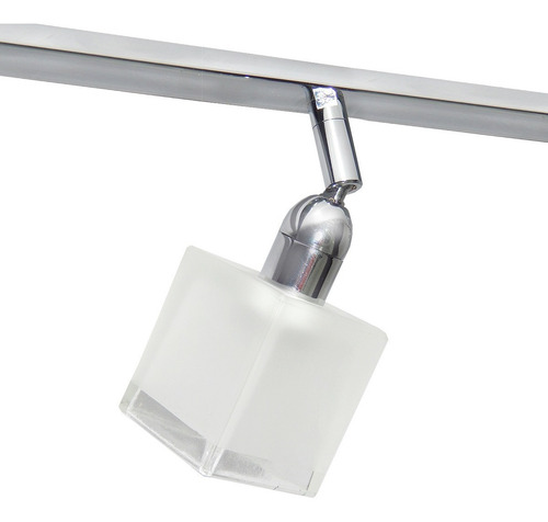 Aplique Plafon 2 Luces Apto Led G9 Sistema Recto Cubo Vidrio Estructura Plateado