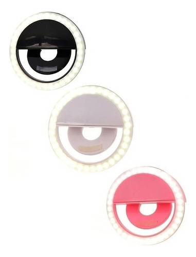 Luz Selfie Clipe Anel Foto Perfeita Mini Ring Light Cor Preto/rosa/branco