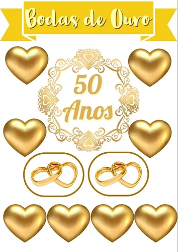 Da séri  Bolo de aniversário de ouro, Bolo de aniversário de 50 anos,  Decoração do bolo de aniversário