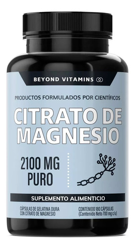 Citrato De Magnesio 2100mg  - 100% Puro - 180 Cápsulas