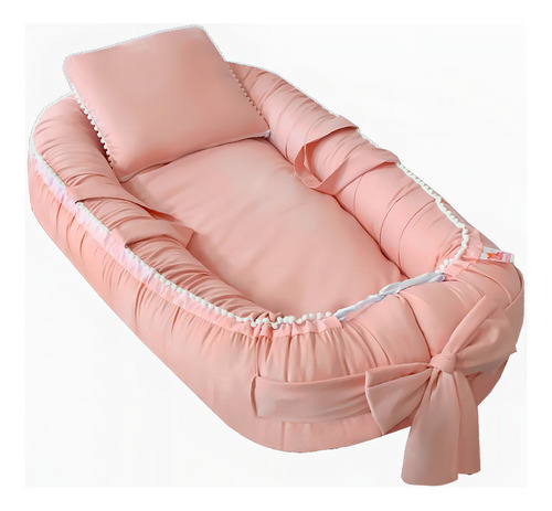 Naninha Ninho De Bebe Redutor Menino Ziper, Laço, Alças Cor Rose