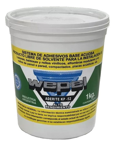 Adhesivo Para Pisos Vinilico Base Acuosa Kp-52 Wepel 1kg 