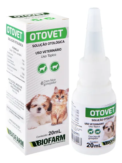 Otovet 20ml Biofarm Otorreias Otites Cães E Gatos