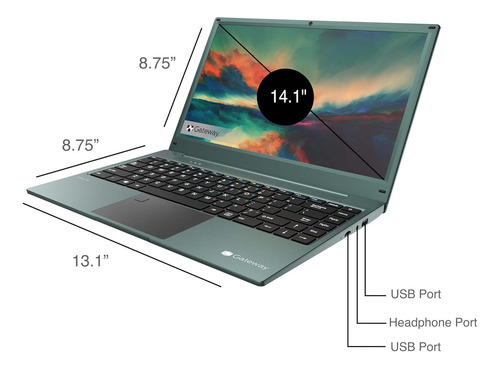 Laptop Gateway Fhd 14.1 Gris Carbon Ryzen 5 8 Gb Ddr4 256gb