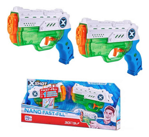 Set De 2 Pistolas De Agua Zuru X-shot Nano Llenado Rapido Multicolor