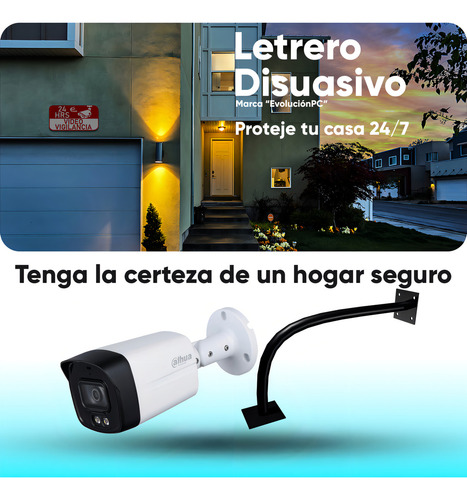 Dahua Cámara Bullet Hfw1209tlmn-plus-apolo-c Con Brazo Metálico Y Letrero Disuasivo Full Color De 2 Mp 1080p 2.8mm 108 Grados De Apertura Microfono Integrado Led 40mts Dwdr Ip67 Hfw1209tlmn Metalica