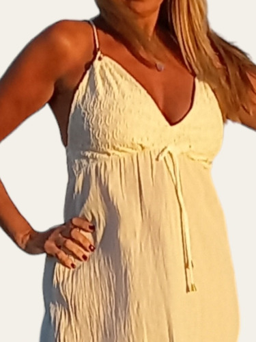 Imagen 10 de 10 de Solero Maxi Largo En Bambula Rústica Detalle Broderie-rio