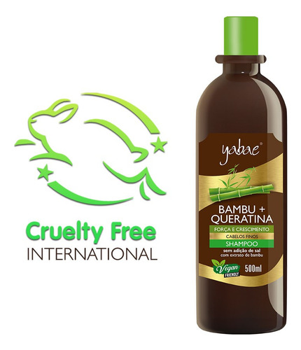 Shampoo Vegano Bambu + Queratina 500ml Yabae
