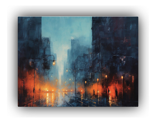 45x30cm Cuadro Estilo Óleo Atmosférico De Ciudad En Movimi