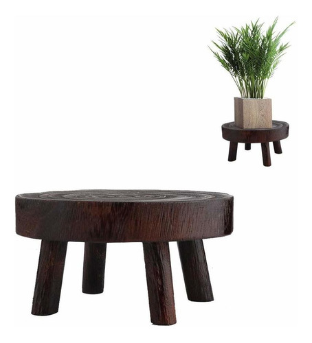 Trraple - Soporte Para Plantas De Madera Diseño Redondo Y De