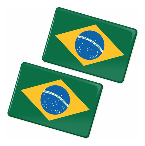 Par Adesivos Emblemas Bandeira Brasil 3x6 Resinado Bd48