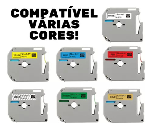 Kit 5x Fitas Rotuladoras Compatível Pt-45 Pt-55 Pt-65 Cores