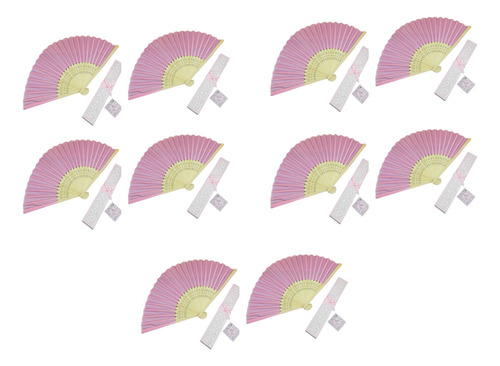 Ventiladores De Tela Plegables A Mano, Color Rosa, 10 Unidad