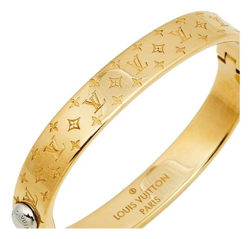 Pulsera Esclava Lv Enchapada En Oro 18k Dorado 6 Cm 17 Cm