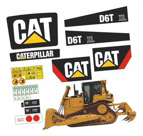 Kit Adesivos Compativeis Com Máquina Trator Esteira D6t Xl