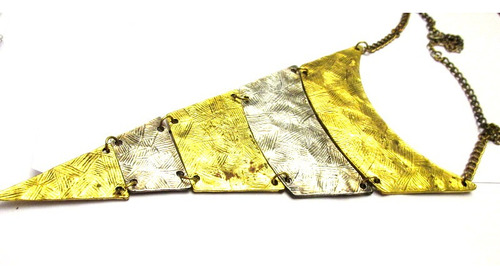 Collar De Metal Triangular//dorado Y Plateado