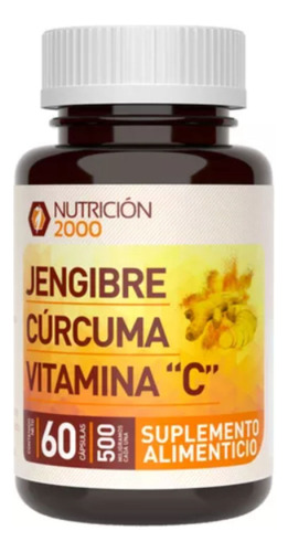 Nutrición 2000 Jengibre Cúrcuma Y Vitamina C Con 60 Cáp