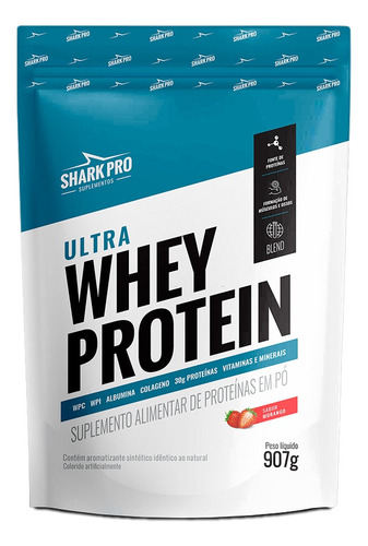 Ultra Whey Protein Refil 907g Iso Concentrado Colagen Albumi Sabor Morango