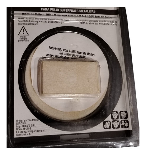 Disco Pulir Inox, Aluminio Fieltro Tuerca Amoladora C/ Pasta Blanco