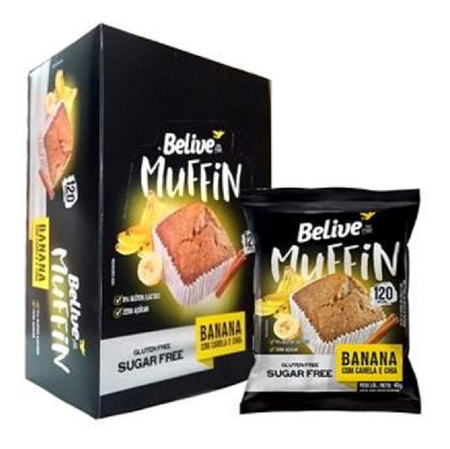 Imagem 1 de 1 de Muffin Belive Banana Canela E Chia 40g ( 10 Und )