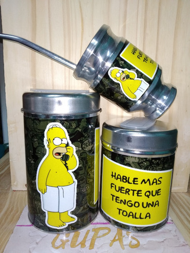 Set Matero Homero Los Simpsons Personalizado Aluminio Gupás
