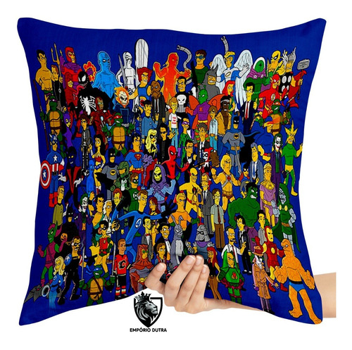 Kit 2 Almofadas Premium Simpsons Super Herois Marvel Homer