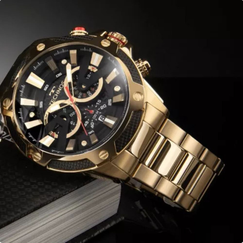 Relógio Technos Masculino Carbon Dourado - Js25bcb/1p Bisel Preto