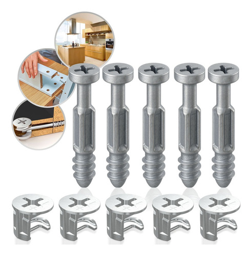 20 Minifix Girofix + Tambor Castanha 15x10mm Parafuso Zamac