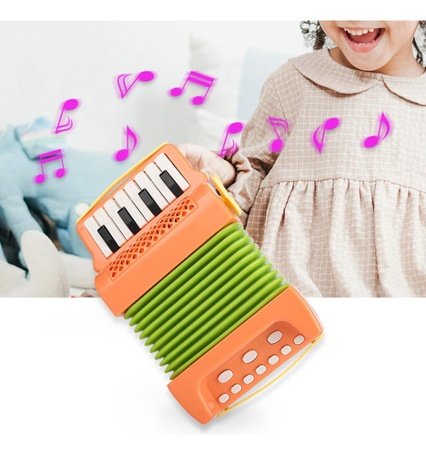 Acordeón De Piano De 10 Teclas Y 8 Bajos, Música Naranja