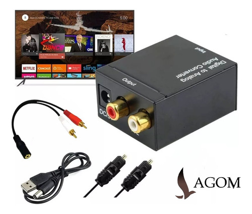 Lagom Adaptador De Convertidor De Audio Coaxial Toslink Digital A Analógico Con Fibra Cable Óptico, Cable De Audio De 3,5 Mm Y Cable De Alimentación Usb Para Ps3 Hd Dvd Ps4 Amp Apple Tv Home Cinema