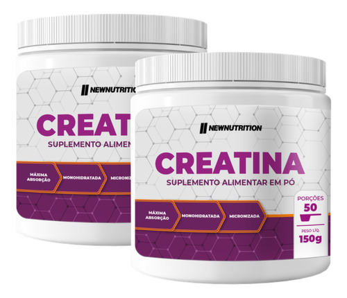 Suplemento Newnutrition Creatina Sabor Sem Sabor 150g Kit 2 Unidades
