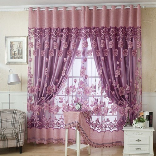 Cortina Elegante De Lujo Con Patrón Floral 100 *250 Cm 2pcs