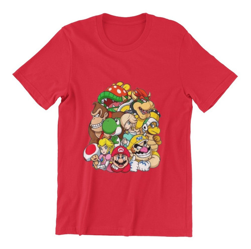 Polera Unisex Mario Bros Super Grupo Wario Algodon Estampado