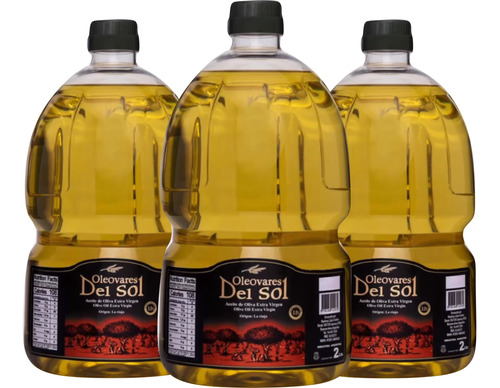 Aceite De Oliva Extra Virgen 3 X 2 Litros Oleovares Del Sol