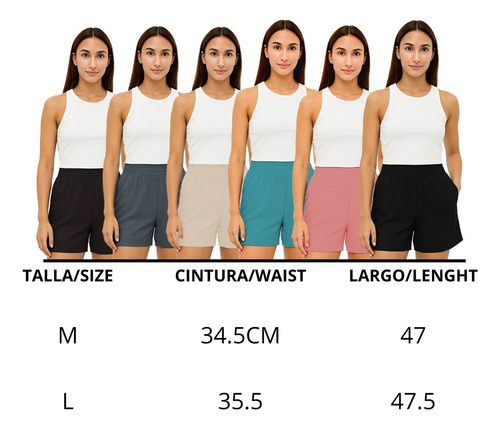 Shorts Largos Deportivos Con Cintura Elástica Para Mujer
