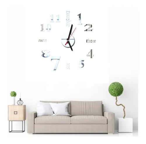 Imagen 3 de 6 de Reloj Pared Adhesivo Mudo 3d Moderno Para Decoración Bricola