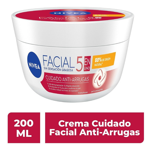 Crema Facial Cuidado Anti-arrugas Nivea 5 En 1 - 200ml. Momento de aplicación Día Tipo de piel Mixta
