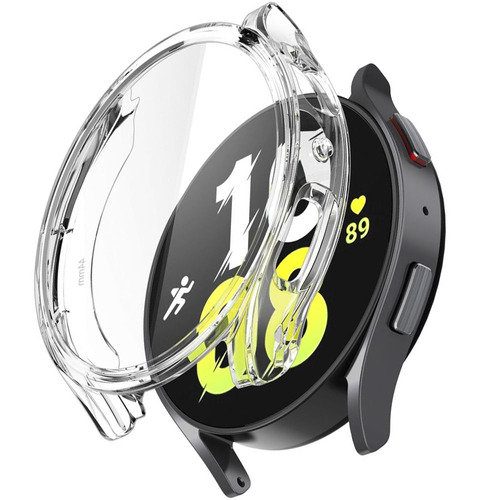 Funda protectora de acrílico compatible con Samsung Galaxy Watch 4, 5 y 6 de 40 y 44 mm colores: negro, transparente y plateado