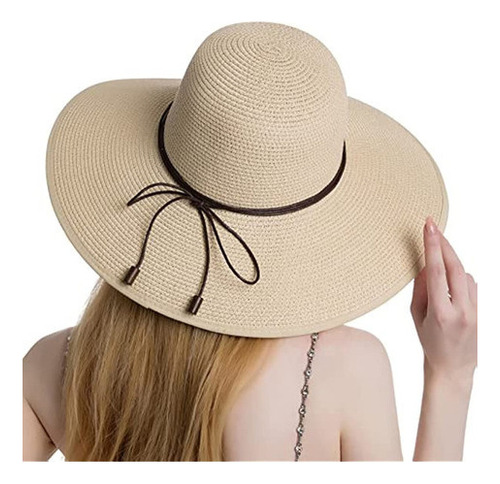Sombrero De Playa Con Pajita Para Mujer Protección Uv Pl [u]