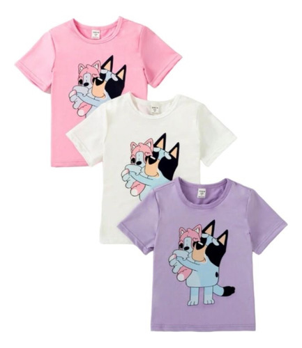  Kit De 3 Poleras Bluey Distintos Colores