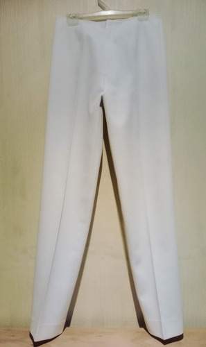 Pantalón De Vestir En Crepé Blanco S / Bolsillos T   M   (3)