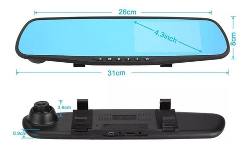 Espejo Retrovisor Pantalla 2 Camaras Hd Retroceso Estacionan | Envío gratis