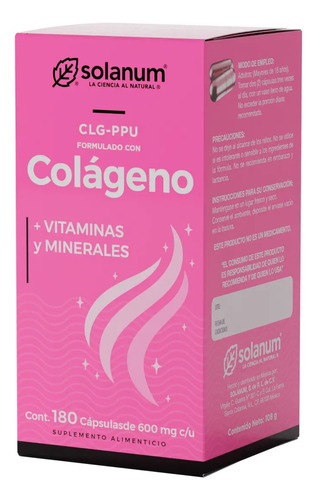 Solanum Colágeno CLG-ppu + Vitamina Y Minerales 180 Cáps Sfn Sabor Sin sabor