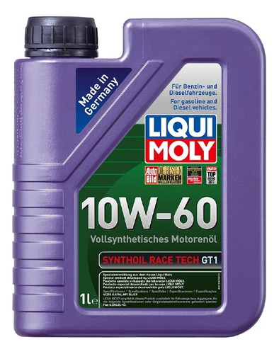 Aceite 10w-60 Liqui Moly Synthoil Race Tech Gt1 1lt