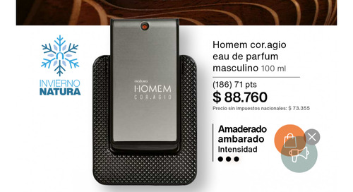 Natura Homen Coragio Eau De Parfum Amaderado Hombre En Kit