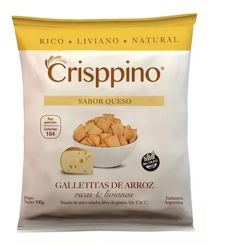 Galletitas De Arroz Crisppino Sabor Queso 100 Gr