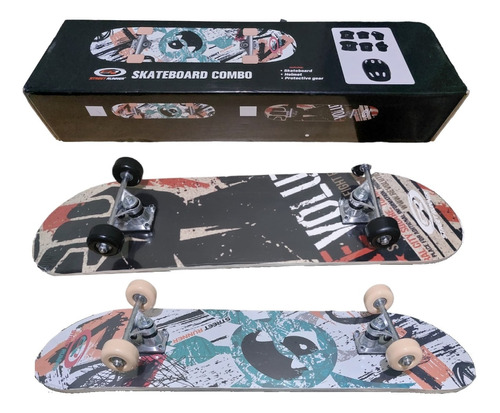 Skate Skateboard Set Casco Y Protectores